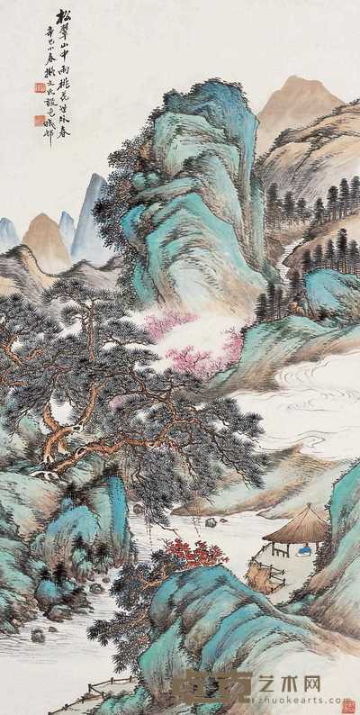 徐晓村 辛巳(1941年)作 山水 立轴 106.5×53.3cm